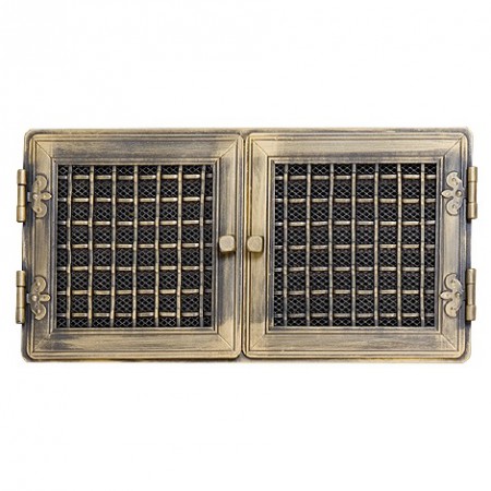 Kratka kominkowa stylowa 21x43cm z żaluzją złota patyna  